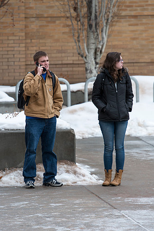 Students come back to school for the start of the winter semester.