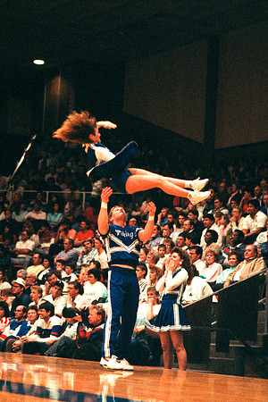 Members of the spirit team perform a stunt