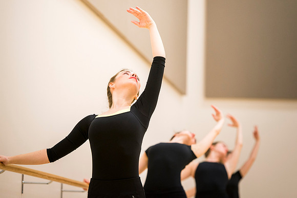 Students from Sister McChesney's Ballet class practice for an upcoming final on an early Tuesday morning.