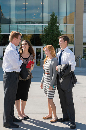 Students on campus after devotional.
