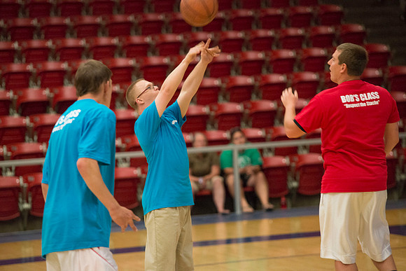 Bob Christensens Special Education class puts on a great show in the Hart Gym playing basketball.