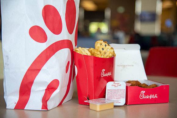 Chick-fil-a on campus at the Food Court at the Manwaring Center.
