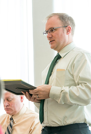University Relations department luncheon in the Presidents Dining Room in the Manwaring Center. Jeff Dunster recieves his service award.