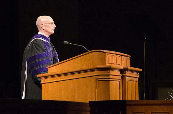President Henry Eyring presents the candidates for Graduation.