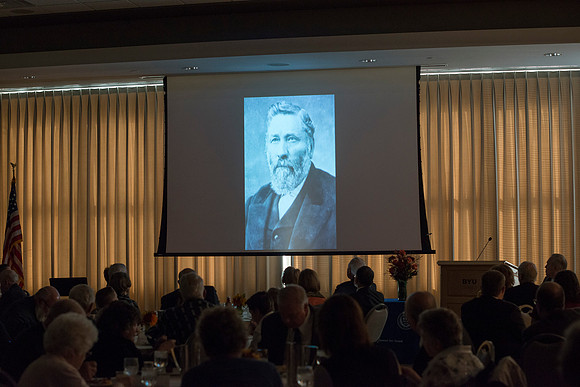 Ricks College Alumni gather for a breakfast in honor of Vance & Diane Hendricks who recieved the Alumni Award of Excellence.