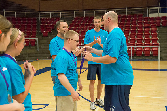 Bob Christensens Special Education class puts on a great show in the Hart Gym playing basketball.