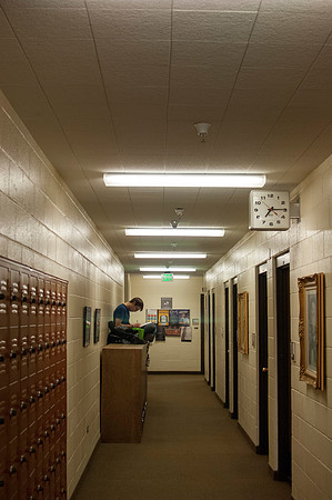 A student studies in the Snow Building.