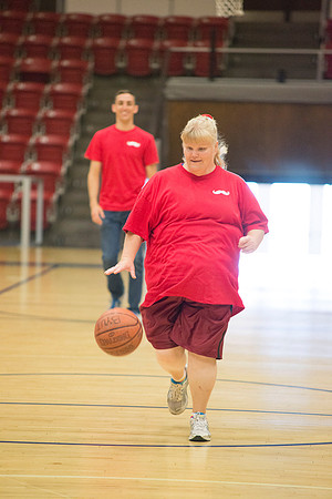 Bob Christensens Special Education class puts on a great show in the Hart Gym playing basketball.