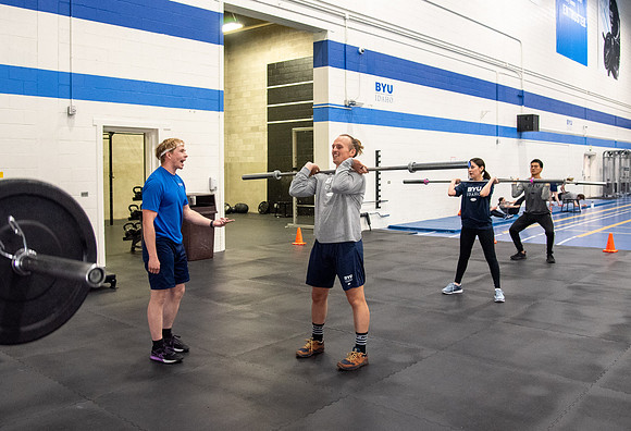 BYU-Idaho students doing Cross-fit Training in the Hart Fitness Center.