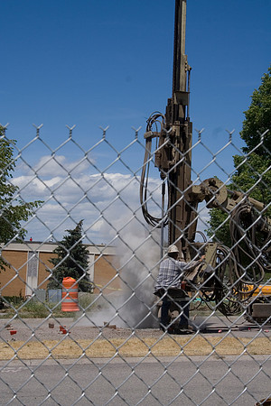 Construction on the Auditorium, later named the BYU-Idaho Center.