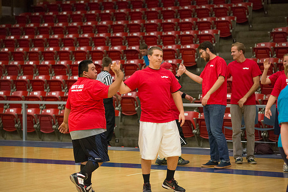 Bob Christensens Special Education class puts on a great show in the Hart Gym playing basketball.
