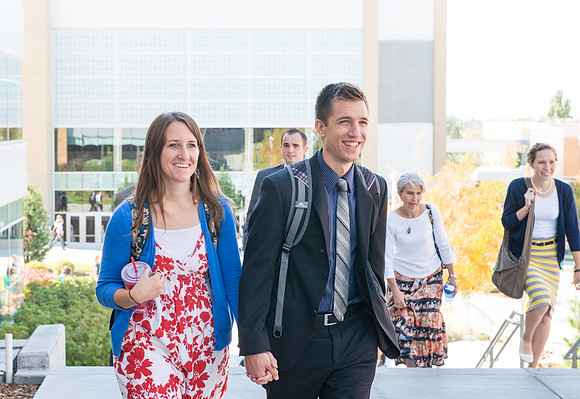 Students on campus after devotional.