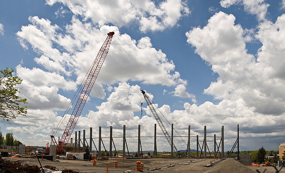 Construction on the Auditorium, later named the BYU-Idaho Center.