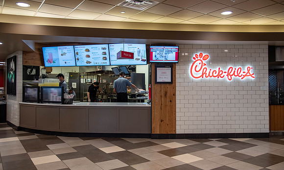 Chick-fil-a on campus at the Food Court at the Manwaring Center.