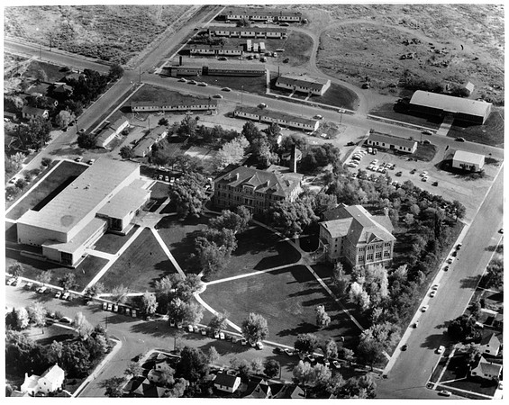 An Aerial photo of Ricks College campus, photo of the Sport, B2 and Kirkham buildings
