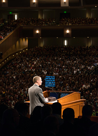Elder David A. Bednar, of the Quorum of the twelve speaking to a full house in the BYU-Idaho Center devotional.