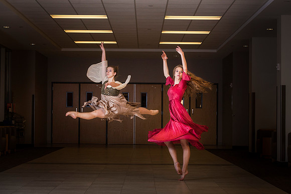 Amy and Alexis perform a routine together in the I-Center.