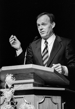 Elder Stephen D. Nadauld, member of the 2nd Quorum of the Seventy, speaks to students at Ricks College during devotional