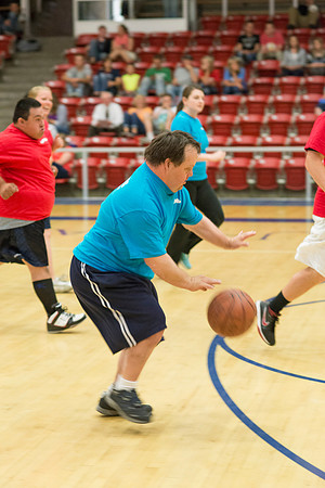 Bob Christensens Special Education class puts on a great show in the Hart Gym playing basketball.