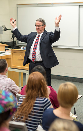 Michael Bolingbroke an instructor in the Religion Dept teaches a New Testament class.
