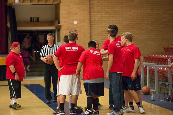 Bob Christensens Special Education class puts on a great show in the Hart Gym playing basketball.