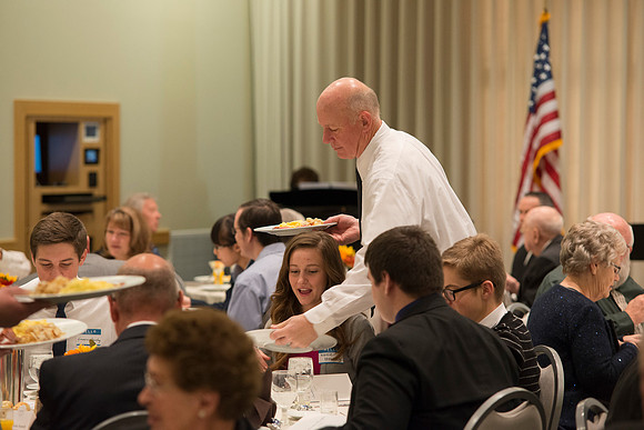 Ricks College Alumni gather for a breakfast in honor of Vance & Diane Hendricks who recieved the Alumni Award of Excellence.