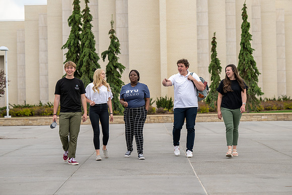 Student models for Admissions Viewbook cover options. May 2023