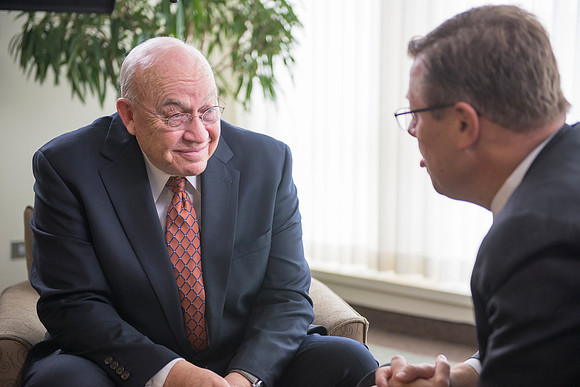 Behind the Scenes of President Gilbert interviewing interim President Wilkes about his time at BYU-Idaho.