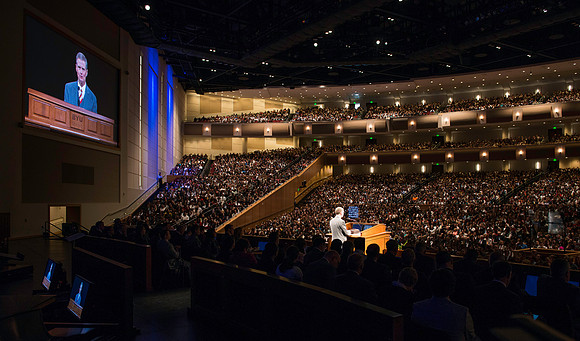Elder David A. Bednar, of the Quorum of the twelve speaking to a full house in the BYU-Idaho Center devotional.
