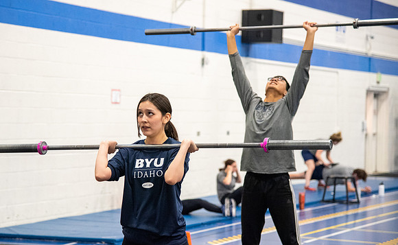 BYU-Idaho students doing Cross-fit Training in the Hart Fitness Center.