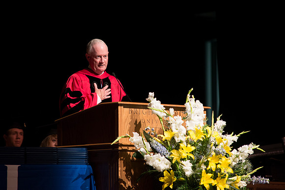 Pres Kim B. Clark speaks at the Covocation for the college of Interdisciplinary Studies. BYU-Idaho photos by Michael Lewis