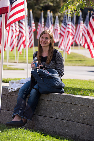 500 flags displayed in the Central Quad on Constitution Day.