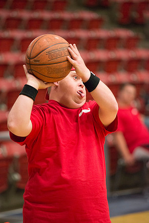 Bob Christensens Special Education class puts on a great show in the Hart Gym playing basketball.