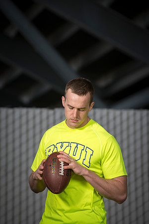 Justin Lassond meditates as he gets ready for the upcoming football season at BYU-Idaho.