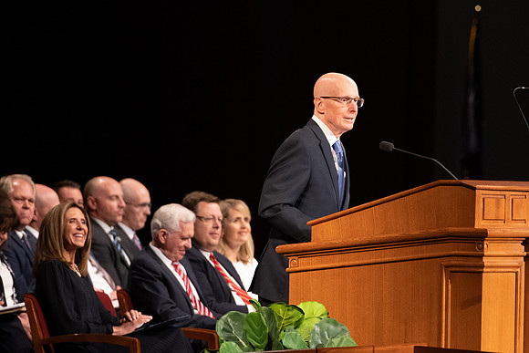 Elder D. Todd Christofferson addresses BYU-Idaho students and faculty during a devotional.