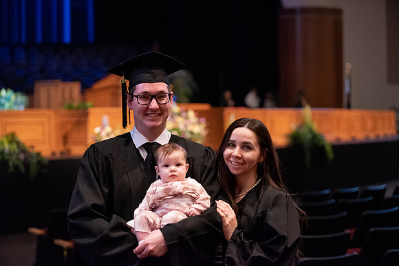 Student Graduates and Faculty meet in the I-Center for Commencement.
