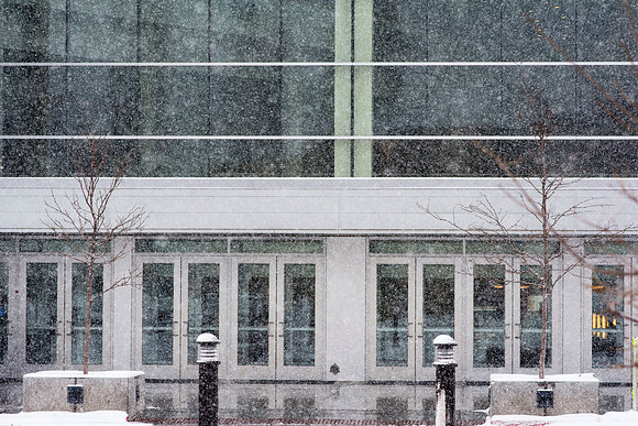Snow covers campus the second week of Winter Semester.