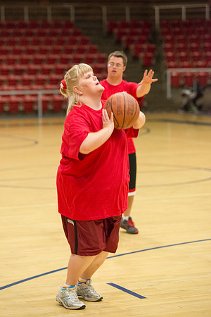 Bob Christensens Special Education class puts on a great show in the Hart Gym playing basketball.