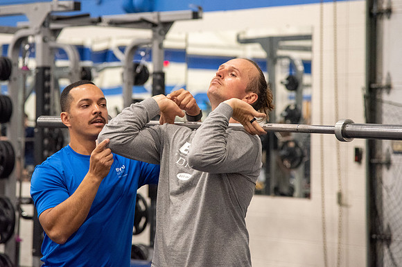 BYU-Idaho students doing Cross-fit Training in the Hart Fitness Center.