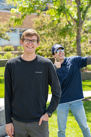 The video production team films and interviews AJ, a second semester student at BYU-Idaho.