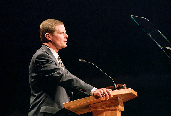 President David A. Bednar speaking at Devotional