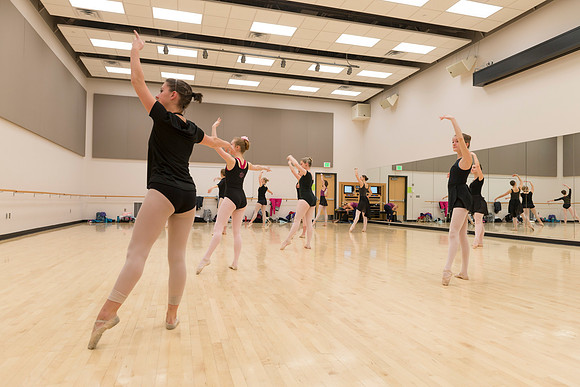 Students from Sister McChesney's Ballet class practice for an upcoming final on an early Tuesday morning.