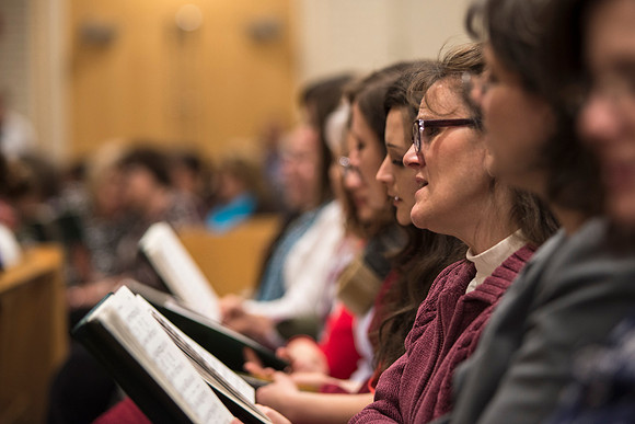 Sister Bednar holds A Gathering for Women in the Taylor Chapel.