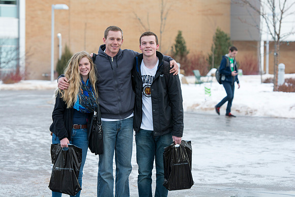 Students come back to school for the start of the winter semester.