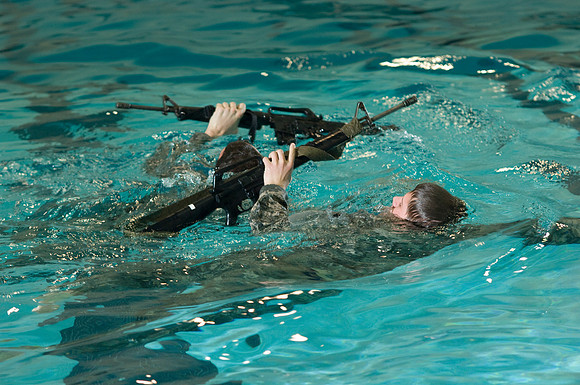 ROTC water training exercise in the Hart Pool.