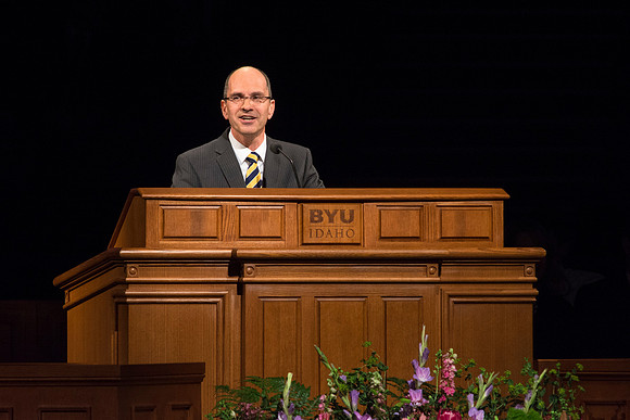 Paul Edwards, Deseret News Editor and Publisher, speaks at devotional.