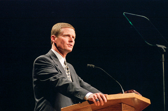 President David A. Bednar speaking at Devotional