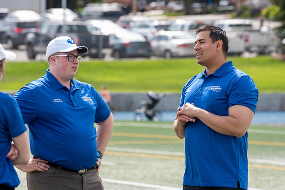 12-16 year olds are instructed by students and Faculty at BYU-Idaho at the Stadium Field.