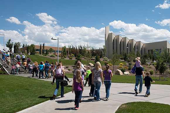 The campus is a buzz with patrons at the 2013 Education Week at BYU-Idaho.   BYU-Idaho photo by Michael Lewis