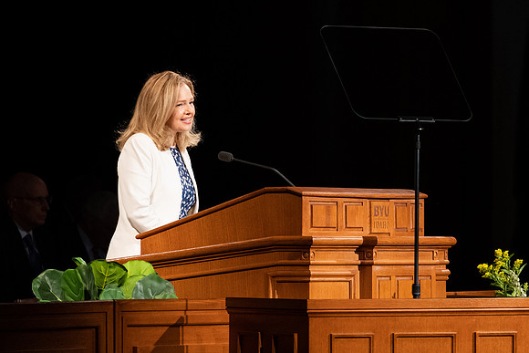 Elder D. Todd Christofferson addresses BYU-Idaho students and faculty during a devotional.